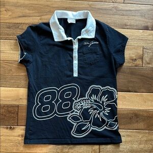 Vtg chase Authentica Dale Jarret 88 polo T hibiscus